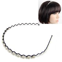 Korean Hair Accessories Pearl Wave Diamond Headband Fine Headband main image 3