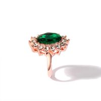 Fashion Inlaid Synthetic Emerald Ring Luxury Ladies Dinner Wholesale main image 3