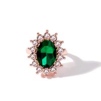 Fashion Inlaid Synthetic Emerald Ring Luxury Ladies Dinner Wholesale main image 4