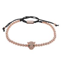 Nihaojewelry Simple New Copper Beads Woven Micro-inlaid Zircon Leopard Head Four-color Bracelet Bracelet Wholesale Men main image 5