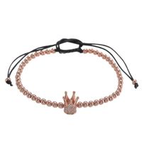 Hot Sale Punk Simple Wild Copper Bead Woven Micro Inlaid Zircon Crown Four-color Bracelet Bracelet Men main image 3
