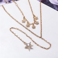 Approvisionnement Du Commerce Extérieur Ornement Mode Plus Que Simple Strass Étoile À Cinq Branches Pendentif Double-couche Collier Chandail Chaîne Collier Femmes main image 4