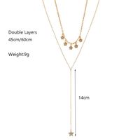 Moda Simple Diamante Colgante Colgante Doble Collar Suéter Cadena Collar main image 6