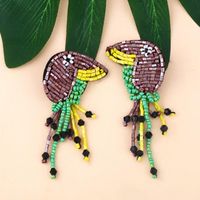 Fashion Exaggerated Mizhu Parrot Tassel Earrings Women Retro Animal Trend Earrings Wholesale main image 5