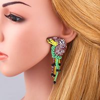 Fashion Exaggerated Mizhu Parrot Tassel Earrings Women Retro Animal Trend Earrings Wholesale main image 6