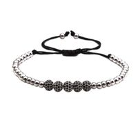 Chaude 6mmzc Noir Zircon Tissé Bracelet De Cuivre Micro Incrusté Zircon Perles Bracelet Pour Hommes Et Femmes main image 1