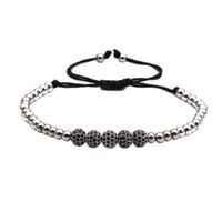 Chaude 6mmzc Noir Zircon Tissé Bracelet De Cuivre Micro Incrusté Zircon Perles Bracelet Pour Hommes Et Femmes main image 2