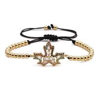 Fashion Micro Set Zircon Maple Leaf Bracelet Copper Beaded Bracelet main image 1