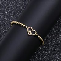 Fashion Micro Inlaid Zircon Heart Foot Bracelet Copper Bead Woven Beaded Bracelet main image 4