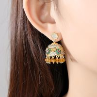 Nihaojewelry Colored Wind Chimes Ladies Temperament Golden Fringed Copper Studded Stud Earrings Gift main image 3
