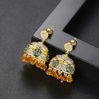 Nihaojewelry Colored Wind Chimes Ladies Temperament Golden Fringed Copper Studded Stud Earrings Gift main image 4