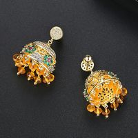 Nihaojewelry Colored Wind Chimes Ladies Temperament Golden Fringed Copper Studded Stud Earrings Gift main image 5