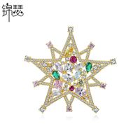 Korean Temperament New Brass Zirconium Brooch Pentagram Star Pin main image 1