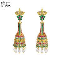 New Creative Retro Color Long Bell Pearl Women's Court Banquet Earrings main image 2