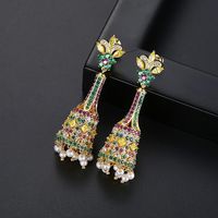 New Creative Retro Color Long Bell Pearl Women's Court Banquet Earrings main image 4