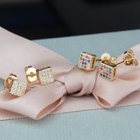 Nihaojewelry New Fashion Copper Plating Small Heart Shaped White Zirconium Color Zirconia Stud Earrings main image 1