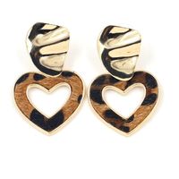 New Love Pendant Horsehair Leopard Patch Heart Earrings Fashion Earrings Women main image 3