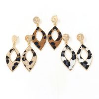 New Earrings Wholesale Fashion Horsehair Leopard Leather Leaf Earrings main image 5