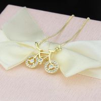 Hot Sale Zirconium Inlaid Bicycle Necklace Fashion New Copper Plated Bicycle Pendant main image 3