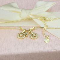 Hot Sale Zirconium Inlaid Bicycle Necklace Fashion New Copper Plated Bicycle Pendant main image 6