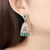 Nihaojewelry Fashion Hollow Bell Women's Copper Inlaid Zircon Stud Earrings Tassel Earrings main image 3