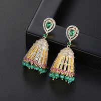 Nihaojewelry Fashion Hollow Bell Women's Copper Inlaid Zircon Stud Earrings Tassel Earrings main image 4