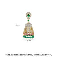 Nihaojewelry Fashion Hollow Bell Women's Copper Inlaid Zircon Stud Earrings Tassel Earrings main image 6