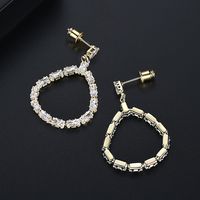 Fashion European And American Atmospheric Fashion Banquet Ladies Copper Inlaid Zircon Earrings Earrings main image 4
