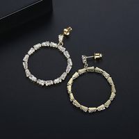 Simple Round Korean Temperament Female Models Copper Earrings With Zirconium Earrings Banquet Earrings main image 4