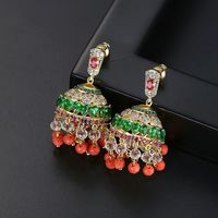 Vintage Court Style Luxury Super Fairy Earrings Ethnic Copper Zircon Green Diamond Tassel Earrings main image 4
