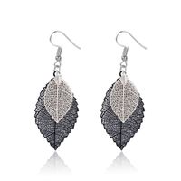 Nihaojewelry Earrings Leaf Earrings Golden Simple Double Cutout Leaf Earrings Wholesales Fashion sku image 1