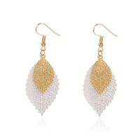 Nihaojewelry Earrings Leaf Earrings Golden Simple Double Cutout Leaf Earrings Wholesales Fashion sku image 2