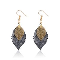 Nihaojewelry Earrings Leaf Earrings Golden Simple Double Cutout Leaf Earrings Wholesales Fashion sku image 3