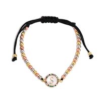 Fashion Bracelet Simple 26 Letter Jewelry Gift Souvenir 18k Ball Woven Bracelet Wholesale sku image 19