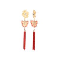 E982248 Coréenne Style Simple Fleur Boucles D'oreilles Mode Émail Émail Papillon Goujons Femmes Longue Élégante Gland Boucles D'oreilles sku image 1