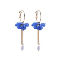 Fashion Pearl Pendant Earrings Wild Long Tassel Flower Earrings Women sku image 1