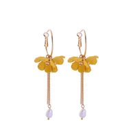Fashion Pearl Pendant Earrings Wild Long Tassel Flower Earrings Women sku image 2