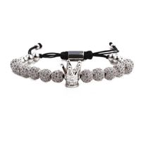 Chaude 12 8mmcz Strass Balle Micro-incrusté Grand Couronne Tissé Bracelet Pour Hommes Et Femmes sku image 2