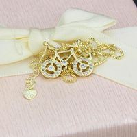 Hot Sale Zirconium Inlaid Bicycle Necklace Fashion New Copper Plated Bicycle Pendant sku image 1