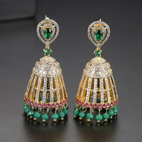 Nihaojewelry Fashion Hollow Bell Women's Copper Inlaid Zircon Stud Earrings Tassel Earrings sku image 1