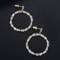 Simple Round Korean Temperament Female Models Copper Earrings With Zirconium Earrings Banquet Earrings sku image 2
