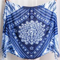 New National Style Handmade Tie-dye Blue And White Porcelain Cotton And Linen Scarf Travel Shawl Wholesale main image 2