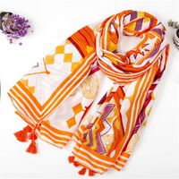 Summer New Scarf Female Yellow Geometric Cotton And Linen Shawl Scarf Ethnic Style Holiday Shawl main image 5