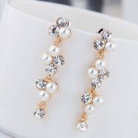 Korean Fashion Metal Sweet Wild Rhinestone Pearl Earrings Wholesale main image 3