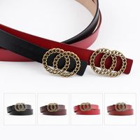 Double Loop Buckle Belt Fashion Ladies Casual Leather Cow Leather Two-layer Leather Decorative Jeans Belt main image 3