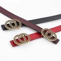 Double Loop Buckle Belt Fashion Ladies Casual Leather Cow Leather Two-layer Leather Decorative Jeans Belt main image 4