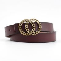 Double Loop Buckle Belt Fashion Ladies Casual Leather Cow Leather Two-layer Leather Decorative Jeans Belt main image 6