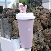 Korean Stainless Steel Mug Portable Coffee Cup With Straw Simple Student Water Cup sku image 4