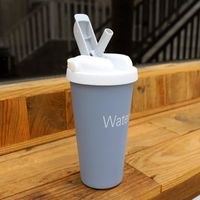 Korean Stainless Steel Mug Portable Coffee Cup With Straw Simple Student Water Cup sku image 2