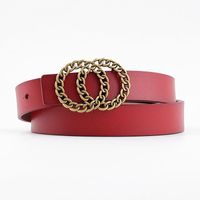 Double Loop Buckle Belt Fashion Ladies Casual Leather Cow Leather Two-layer Leather Decorative Jeans Belt sku image 1